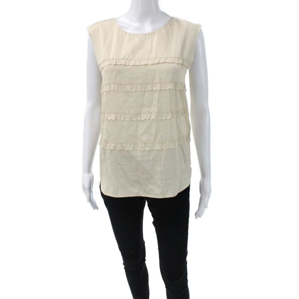3.1 Phillip Lim Womens Beige Sleeveless Basic Blouse Round Neck Size 0